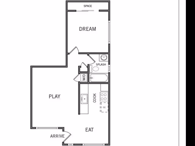 One Bedroom One Bath C-10 floor plan